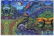 Trippy Tapestry Flower Tree And Castle In Magic Forest Nature Tapestry Green Tapestry Forest Tapestry Tapestry For Bedroom Aesthetic Wall Tapestry Poster Decorative Painting Canvas Wall Art Living Roo