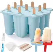 Silicone Popsicle Moulds with Popsicle Holders, 9-Cavity Ice Cream Moulds Popsic