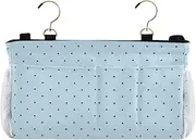 Amooorous Bedside Hanging Storage Basket Bed Storage Bag With Pockets Hanging Organizer for Home, College, Dorm, Bunk/Hospital Bed, Crib Bed Rails Black Polka Dots on Blue Background