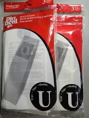 6 Dirt Devil Vacuum Bag Type U Featherlite, All Platinum Forced bg 3-920047-001