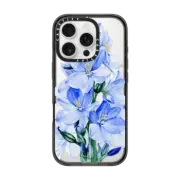 iPhone 16 Pro Impact Case MagSafe Compatible Blue flowers