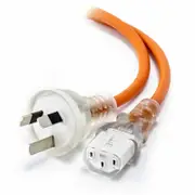 Alogic Medical Power Cable Aus 3 Pin Mains Plug (Male) to IEC C13 (Female) -Orange Cables
