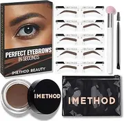 iMethod Eyebrow Stamp and Eyebrow Stencil Set - Eyebrow Stamp Set, Eyebrow Stencil and Stamp Kit, Brow Trio Eyebrow Kit, Perfect Bushy Eyebrows, Ash Brown