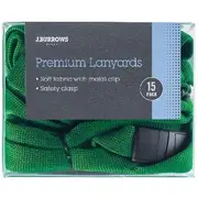 J.Burrows Premium Lanyards with Metal Clip Green 15 Pack