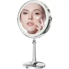 9" Large Make up Vanity Mirror with Lights Two Way Mirror 1x/10x Chrome