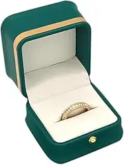 Wedding Ring Case - Velvet Ring Case - Engagement Ring Box, Ring Gift Box, Square Ring Box with PU Leather, Jewelry Ring Case for Wedding Day Box, Perfect for Ceremony Yongbao