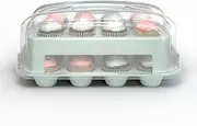 Top Shelf Elements Cupcake Carrier, Green Cupcake Holder Carries 24 Standard-Size Cupcakes, Muffin Traveler Two Tier Stand Reusable Cupcake Box