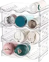 4 Pack Water Bottle Organizer, Stackable Pantry Kitchen Organization and Storage, Plastic Water Bottle Cup Holder for Cabinet Fridge Kitchen Tumbler Mug Cup Organizer and Storage