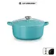 【Le Creuset】琺瑯鑄鐵鍋圓鍋 24cm(土耳其藍-鋼頭-內鍋黑)