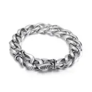 13mm 8.26'' Men Bangle Vintage Stainless steel Shiny Chain Link Bracelet Casting