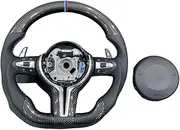 Upgrade Interior M Carbon Fiber Steering Wheel，Compatible With BMW F30 F10 F32 E60 E46 E90 X5 E70 M3 M4 M5 M6 F90 F80 F82 F87(F10 with bag)