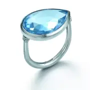 Baccarat RING PEAR LARGE SIZE SILVER LIGHT BLUE CRYSTAL 2812010