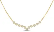 14k Yellow Gold Princess Diamond Cluster Luxury Necklace 1-7/8 Cttw
