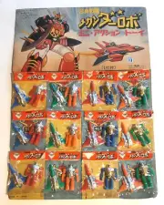 Vintage Maruka Toy Display, 12 Robots and Ships, NOS