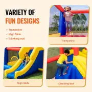 Inflatable Outdoor Playhouse Trampoline with Slide & Blower, 3.4x2.6x2.3m