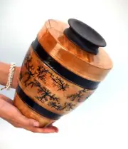 Handcrafted Wooden Cremation Urn with Lichtenberg Fractal Art – Memorial Keepsak