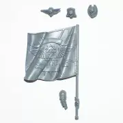 Warhammer 40K Astra Militarum Cadian Command Squad Regimental Standard [Bits]