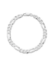 Yield of Men Silver 11mm Figaro Chain Bracelet