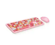 Wireless Keyboard and Mouse Combo 2.4GHz with Numeric Keypad - Round Keys (Pink)