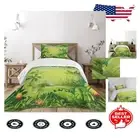 Vibrant Twin Jungle Bedspread with Red Flowers - Quilted Floral Coverlet Set