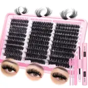 Fluffy Lash Clusters Kit 300pcs DIY Lash Extension Kit 60D+80D+100D Individua...