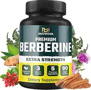 5-in-1 Berberine HCl with Ceylon Cinnamon, Milk Thistle, Turmeric, Artichoke - 90 Capsules for 3 Month Supply