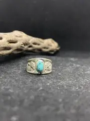 Native American Navajo kingman turquoise sterling silver kokopelli ring size 6