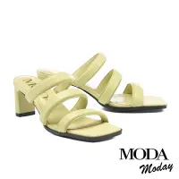 在飛比找Yahoo奇摩購物中心優惠-拖鞋 MODA MODAY 可愛蓬蓬感羊皮方頭高跟拖鞋－綠
