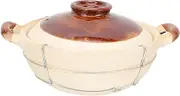 COLLBATH Double Handle China Clay Pot Household Casserole for Soup Rice and Noodles Cooking Casserole with Even Heating for Delicious Meals