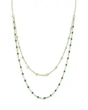 Moon & Meadow 14K Yellow Gold Beaded Double Layered Necklace, 16