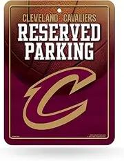 Rico Industries NBA Cleveland Cavaliers Metal Parking Sign 8.5" x 11" Carbon Fiber Metal Parking Sign - Great for Man Cave, Bed Room, Office, Home Décor