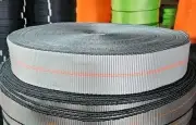 240' Roll of 3" Silver w/ Orange Center Stitching, Black Edging Tie Down Webbing