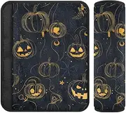 Black and Yellow Halloween Pumpkin 2 pcs car seat Strap & Belt Covers, More Comfort Driving, car Seatbelt Cushion for Van Auto Truck 10x7.7 in forro para cinturon de seguridad