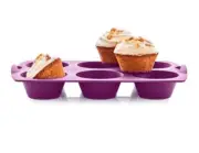 Tupperware Silicone Form Muffin Cupcake Purple Color Microwavable Oven Safe