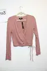 NWT Lulus A Little Flirty Mauve Ribbed Lace Long Sleeve Crop Top Size M