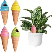 Clay Water Spikes | Automatic Stakes Ice Cream Shape 4X - Auto-Water Irrigation System, Plant Watering Devices for Wine Bottles, Recycled Bottles, Easy Setup