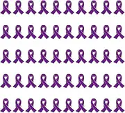 [Mzztino] Purple Ribbon Pins 50Pcs Enamel Lapel Pin Purple Awareness Brooch for Alzheimer’s, Epilepsy, Pancreatic Cancer, Domestic Violence