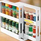 DOUBLE LAYER ROTATING JARS RACK HERB HOLDER SPICES JARS STAND KITCHEN STORAGE