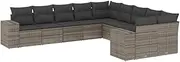 vidaxl 10 Piece Modular Garden Sofa Set with Cushions - Poly Rattan Outdoor Patio Furniture with Storage - Grey
