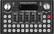 Smartphone Computer Live Sound Card Voice Changer Device o Mixer Built-in Multiple Sound Effects Rechargeable Battery for Network Broadcast Online Singing Chatting Game Music Recording Black 6