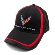Chevrolet Corvette C8 Carbon Fiber Black Hat - Red Stripe - Ships in a Box