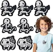 9 PCS Funny Patches, Cute Funny Small Skull Iron On Patch, Embroidered Applique Repair Embroidery Patch for DIY Clothing Jacket Jeans Dress Backpack Hat (Grey)
