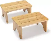 Set of 2 Bamboo Step Stools for Adults and Kids up to 300 lbs