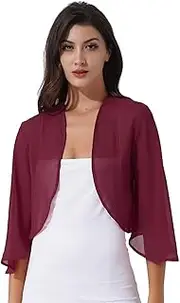 [Bciopll] Women Chiffon Shrug Wraps Shawls Half Bell Sleeve Cardigan Wedding Cape Tops Bridal Party Dress Cover Ups