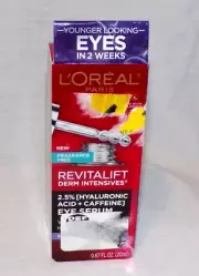 L'Oreal Revitalift Derm Intensives 2.5% Hyaluronic Acid+Caffeine Eye Serum 0.6oz