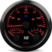 WATERWICH 3 in 1 GPS Speedometer (120MPH) + Tachometer (8000 RPM) + Oil Pressure Gauge (150PSI) Car Marine Meter Kit 7 Colors for Boat Vehicle