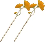 HONITANO 2pcs Vintage Ginkgo Leaf Hair Stick Elegant Bun Hair for Women Smooth Accessories for for Stylish Updos and Chignons