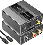 xioaue Analog to Digital Audio Converter to Optical with Optical Cable Audio Digital Toslink and Coaxial Audio Adapter