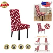 Removable Washable Soft Spandex Dining Chair Covers - Geometric Print, Set of 4