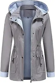 [MODFUL] Womens lightweight Jackets Waterproof Rain Jacket Windbreaker Outdoor Trench Coats With Hood